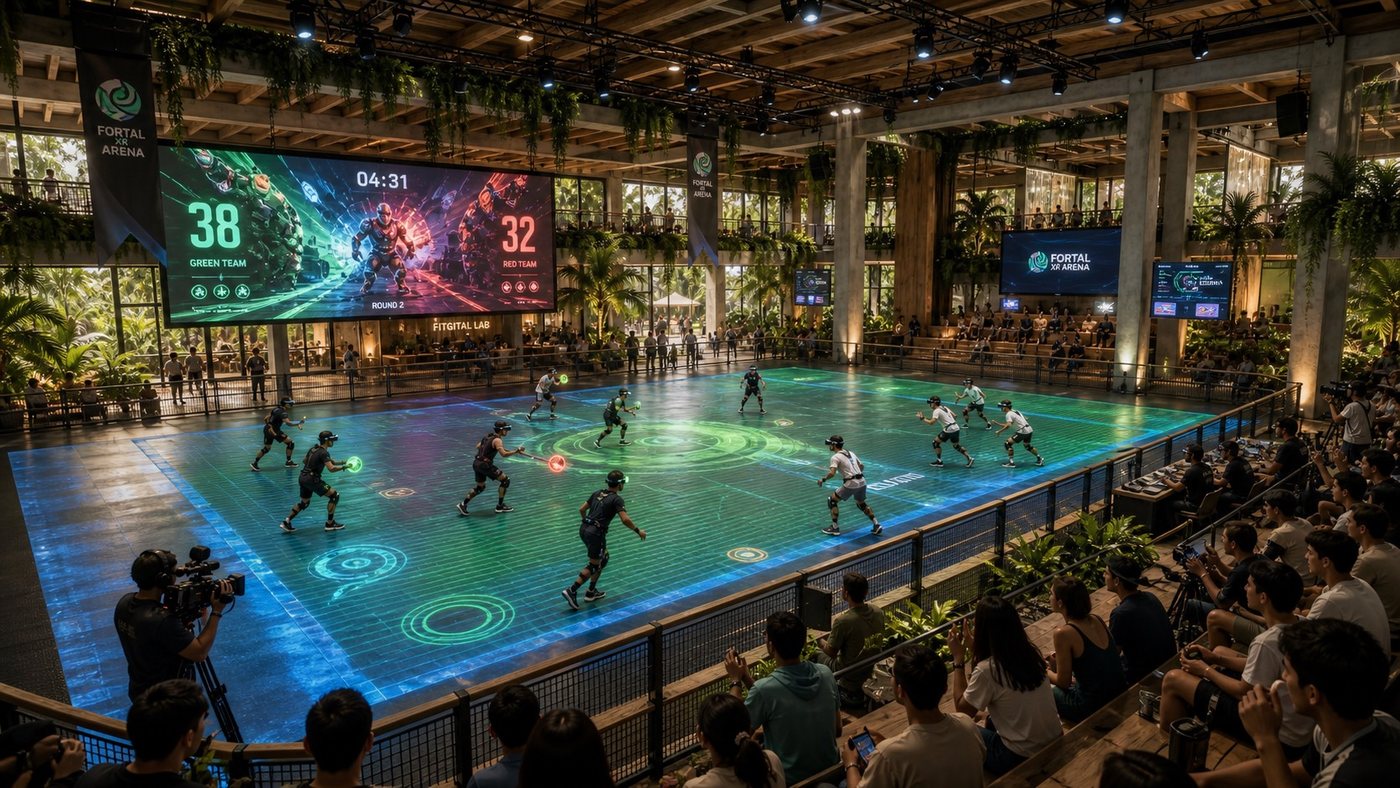 XR Arena — free-roam court with spectator stands